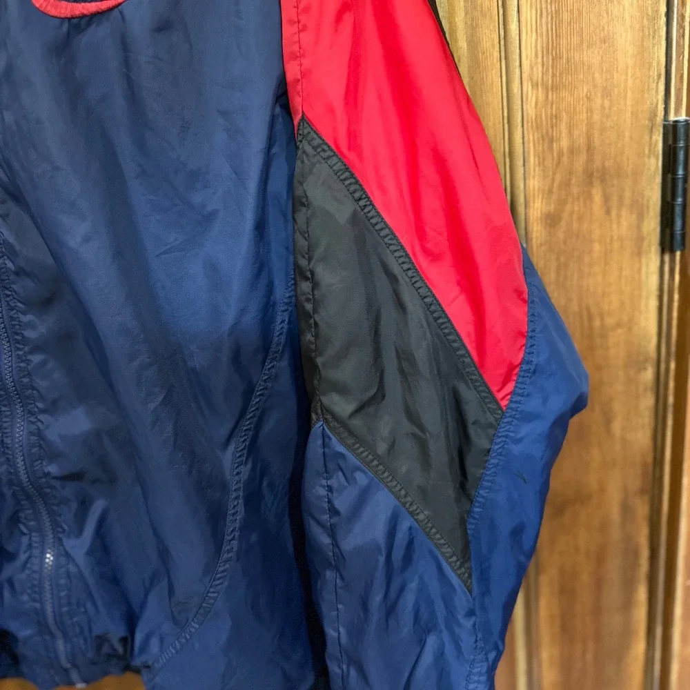 Nike Vintage 90s Colorblock Windbreaker Jacket Navy Blue Red Blk XXL Big Swoosh